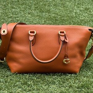 Coach Cara Satchel in Pebbled  Cognac Brown Leather BRAND NEW